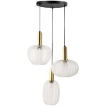 Lampe suspendue � 3 lumi�res retro avec abat - jour en verre base en m�tal transparente njoro