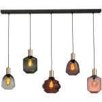 Lampe suspendue 5 lumi�res - dor�e - porto avec des lunettes diff�rentes - 2711 - 05 - 02 - 130 - 5 - ...