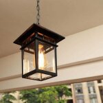 Lampe suspendue d'ext�rieur, suspension en acier galvanis�, verre clair lustre, courtyard corridor aisle ...