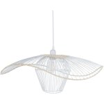 Beliani - lampe suspendue en rotin et abat - jour en m�tal blanche lunga