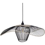 Beliani - lampe suspendue en rotin et abat - jour en m�tal noir lunga