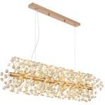 Lampe suspendue pour salle � manger, led 12 flammes, cristal clair, dor�, g9