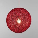 Lampe suspendue en sisal avec boule ronde en rotin, diam�tre (rose rouge, 23 cm)