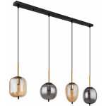 Lampe suspendue suspension lampe suspension lampe de table � manger, 4 ampoules m�tal noir ambre fum�, ...