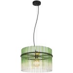 Lampe suspendue verre vert clair lampe de table  manger lampe suspendue salon, mtal noir, douille e27, ...