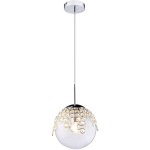 Suspension boule  gaz, clairage intrieur, transparent, mtal, chrome, cristaux k, 1 douille e27, pxh ...