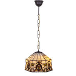 Lampe � suspension avec cha�ne et abat - jour tiffany diam�tre 20 cm s�rie hexa