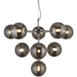 Lampe � suspension chrome lampe de salon suspension moderne table � manger, lampe boule de verre r�glable ...