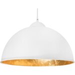 Lampe suspension type cloche en m�tal blanc int�rieur dor� e27 max. 40w design industriel tendance pour ...
