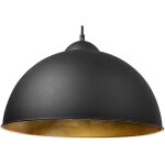 Lampe suspension type cloche en m�tal noir int�rieur dor� e27 max. 40w design industriel tendance pour ...