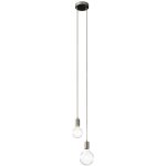 Lampe suspension multiple 2 bras avec c�ble textile et finitions en m�tal mont� - sans ampoule - titane ...