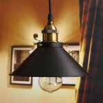 Lampes � suspension r�tro plafonnier industriel lustre vintage 220mm e27 (noir) abat - jour en m�tal ...