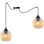 Lampe À suspension riffle spider noire À 2 plaques, boule de miel, e27 Lampe À suspension riffle spider noire À 2 plaques, boule de miel, e27