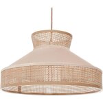 Beliani - lampe � suspension en rotin et velours abat - jour conique ton naturel et beige batali