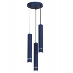 Lampe � suspension tube bleu marine avec suspensions sur un cercle 3 x gu10