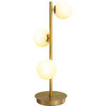Lampe de table 3 abat - jours globe, socle acier / douilles g9, h53cm, laiton