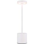 Lampe de table, lampe d'appoint, m�tal, blanc mat, led, intensit� variable, fonctionne sur piles, h 34 ...