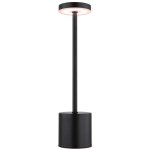 Lampe de table, lampe d'appoint, m�tal, noir mat, led � intensit� variable, fonctionne sur piles, h 34 ...