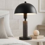 Lampe de table lampe d'appoint noire lampe de table lampe de salon pierre de travertin, m�tal, 1x douille ...
