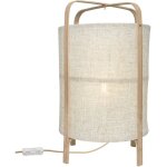 Lampe de table boho en lin beige avec pieds en bambou - lumi�re cozy et d�corative - douille e27, 10w ...