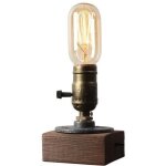 Lampe de table / bureau en bois vintage e27 avec ampoule incluse variateur d'intensit� �clairage de nuit ...