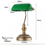 Lampe de table et de bureau style banquier vintage rtro avec abat - jour verre vert et laiton pour ampoule ...