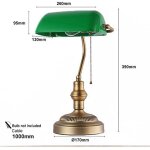 Lampe de table et de bureau style banquier vintage r�tro avec abat - jour verre vert et laiton pour ampoule ...