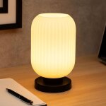 Lampe de table lampe de chevet lampe de salon opale, noire lampe de chambre  coucher, mtal verre, interrupte ...