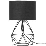Lampe de table � poser design tendance avec pied type cage en m�tal et abat - jour cylindrique noires ...