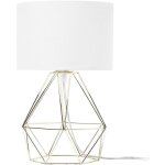 Lampe de table � poser design tendance avec pied type cage en m�tal dor� et abat - jour cylindrique cuivr� ...