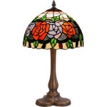 Fijalo - lampe de table en forme de tr�fle et abat - jour tiffany diam�tre 20cm s�rie rosy
