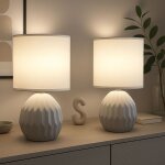 Lampe de table grise cramique lampe de chevet lampe d'appoint lampe de salon textile, 1x e14, dxh 12 ...