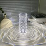 Lampe de table led en cristal, led touch dimmable lampe de table veilleuse moderne diamant lampe de chevet ...