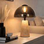 Lampe de table led travertine pierre grise lampe de chevet verre fum� champignon lampe de table salon, ...