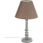 Lampe de table leo en gris taupe, hauteur 36 cm, avec abat - jour en coton, polyester, pvc et bois, compatible ...