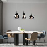 Lampe de table � manger noire suspension salle � manger suspension verre 3 flammes verre chrome vaporis�, ...