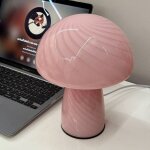 Lampe de table moderne en verre champignon led lampe de table chambre veilleuse d�coration, rose [classe ...