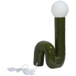 Lampe de table organique cramique vernis kaki. globe en verre h 45cm - elma