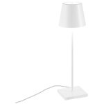 Lampe de table poldina blanche avec cable 230v led dimmable 11x38 cm design moderne en aluminium