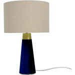 Lampe de table relaxdays, abat - jour en lin et pied en velours, e27, hxd : 47 x 40 cm, lampe de chevet, ...