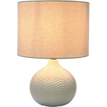 Lampe de table relaxdays, chevrons, pied c�ramique, abat - jour tissu, e27, 42x30cm, chevet avec c�ble, ...