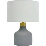 Lampe de table relaxdays, pied b�ton, abat - jour en tissu, e27, hxd: 35 x 25 cm, lampe de chevet, gris ...