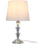 Lampe de table relaxdays, pied en verre & abat - jour tissu, e27, h x p: 40, 5 x 23 cm, design cristal, ...