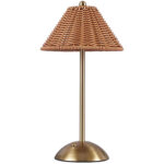 Lampe de table sans fil en rotin avec 3 modes de couleur et variateur led tactile, lampe de chevet minimaliste ...