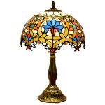 Lampe de table de style tiffany 12  abat - jour en vitrail lampe de chevet lecture antique salon chambre ...