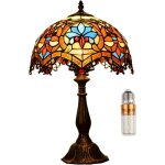 Lampe de table de style tiffany 12  abat - jour en vitrail lampe de chevet lecture antique salon chambre ...