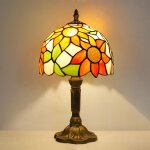 Lampe de table de style tiffany, lampe de chevet avec abat - jour en verre tournesol, adapt�e pour chambre ...