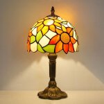 Lampe de table de style tiffany, lampe de chevet avec abat - jour en verre tournesol, adapt�e pour chambre ...