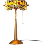 Lampe de table style tiffany libellule verre mosa�que jaune e27 h46cm