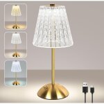 Lampe de table tactile , petite lampe de table en cristal rechargeable � led 3 couleurs , �clairage d'ambiance ...